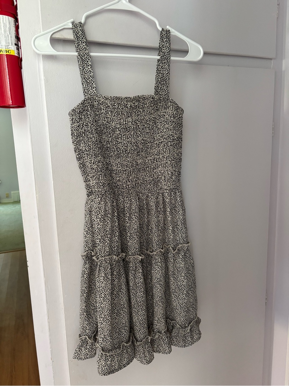 Jessica Simpson Black and White Smocked Mini Dress